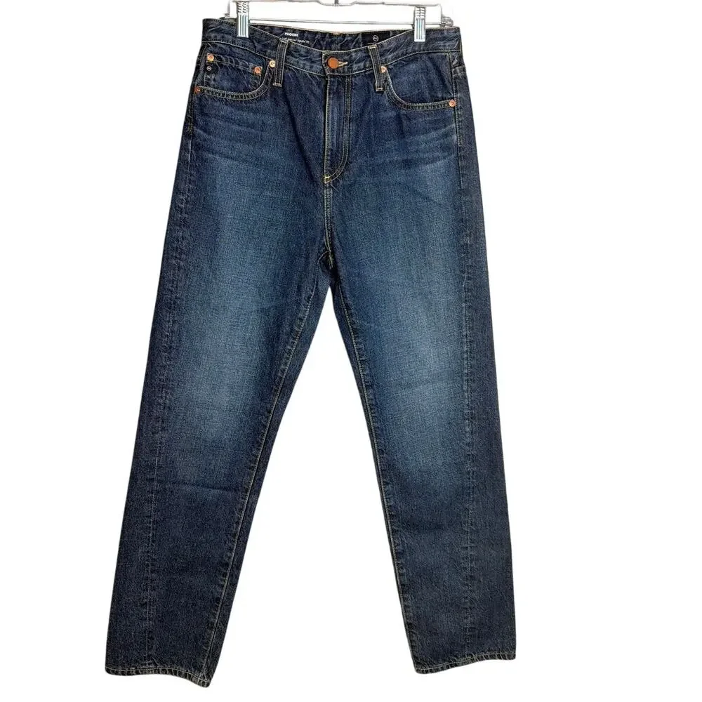 AG Phoebe Vintage High Rise Tapered Jeans 100% Cotton Medium Wash 28R Mom Jeans